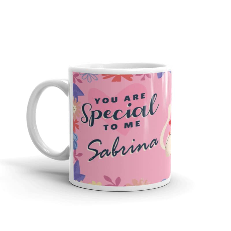 RISH Coffee Tea Mug Ceramic 350 ml | Sabrina Name Design Printed Cups
