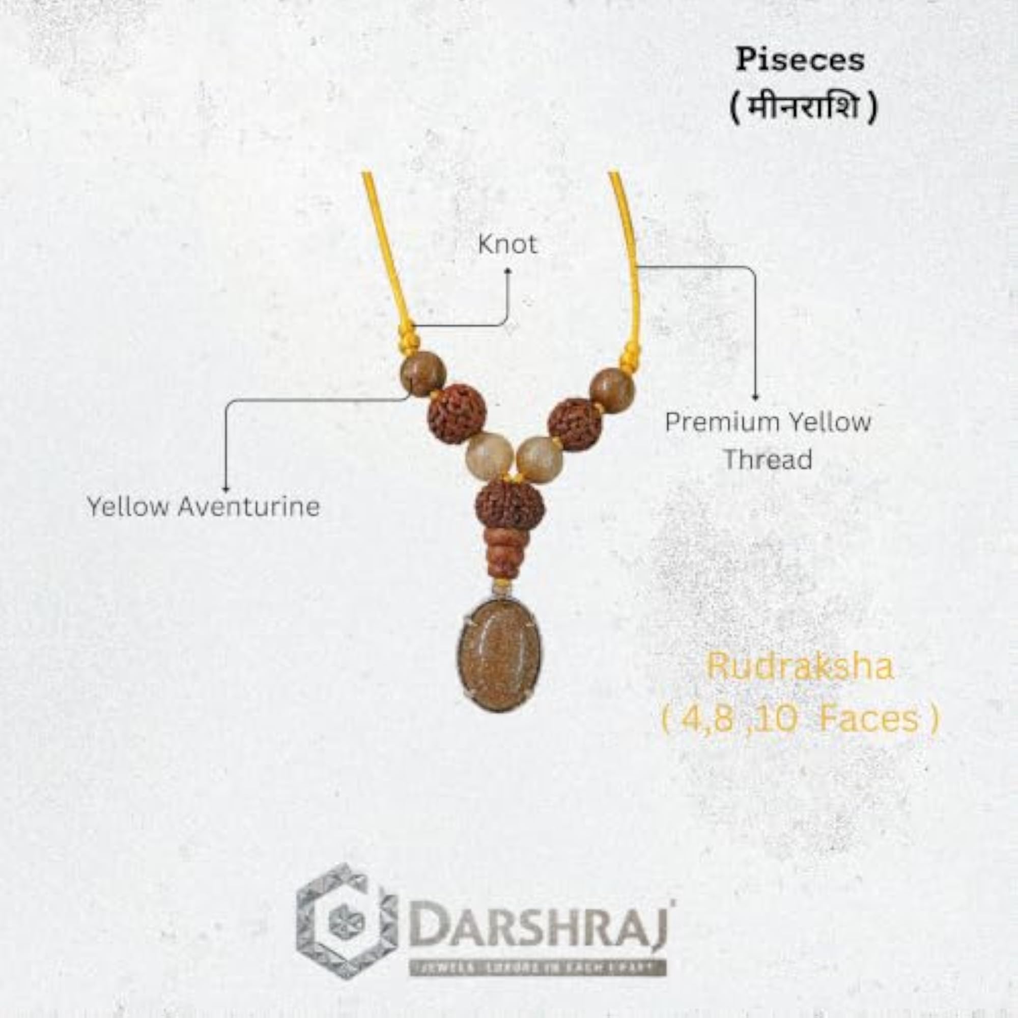 Pisces Rashi Kavach Thread Zodiac Mala Pendant