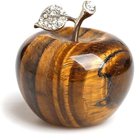 Tiger's Eye Stone Carved Appple Figurine Sculpture Statue Healing Crystal Home Ornament Decoration 1.3" Tall