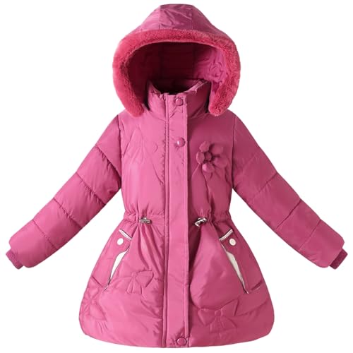 Girls Fleece Winter Jacket Coat with Hooded for 4-10 Years Cute Sherpa Lined Clothes