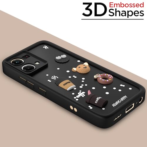 Image of Pikkme Back Cover for Oppo F21 Pro 4G | Cute Fun Cartoon 3D Bear Silicone Full Body Protection Bumper Case (Black)