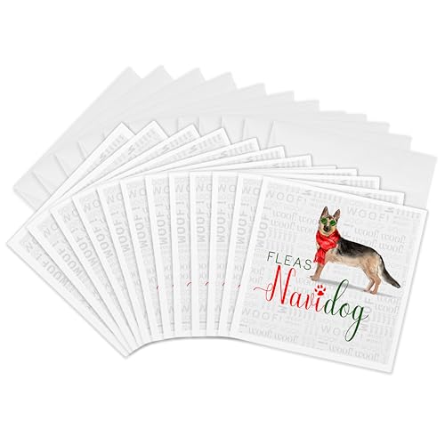 Cartes de vœux berger allemand 3dRose Gc_299905_2 lot de 12 formats 15x15 cm