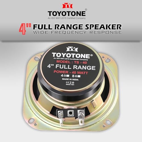 TOYOTONE 4" Inch Full-Range Speaker | Dual Cone | 40W | 4-Ohms | Copper Coil | 70x15mm Magnet High Sensitivity | Ideal for Home & Car Audio (2)