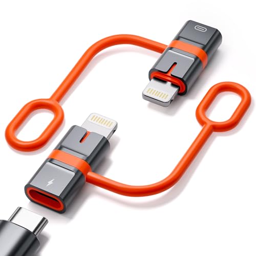 Apple Lightning to USB-C Adapter (2 Pack), Fast Charging 30W with Anti-Lose Cable for iPhone 14/13/12/11/XS/XR/SE