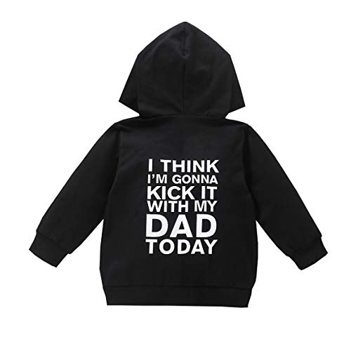 Toddler Boys Girls Hoodies Sweatshirt Letters Print Pullover Hooded Sweater Tops Outdoor Outfit Fall Winter Clothes (Dad Pullover Hoodie, 3-4T)