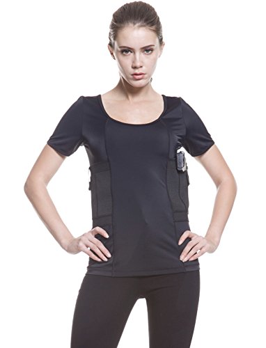 Graystone Holster Shirt Scoop Neck Concealed Carry Clothing for Women - Deep Concealment Compression CCW Clothes (Black, Large)