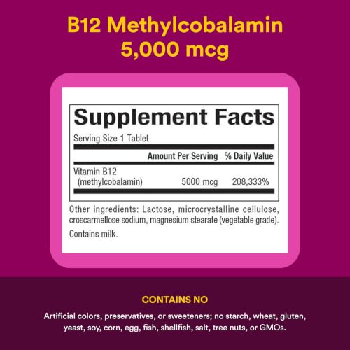 Natural Factors Methylcobalamin B12 5000 mcg Chewable Tablets