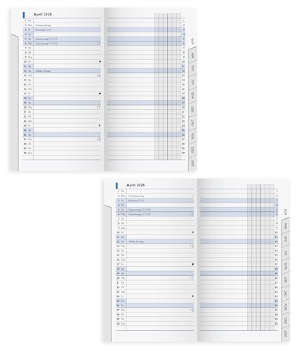 BRUNNEN Monats-Ersatzkalendarium Mod. 753 2026 | 87×153 mm, Karton, weiß (2 Stück)