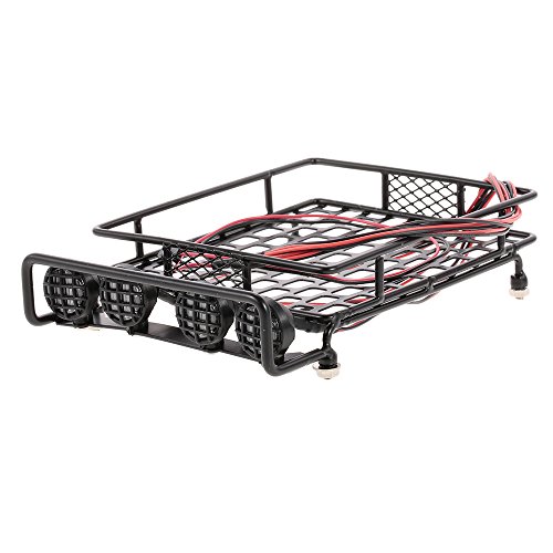 OWSOO Cremalheira do portador do telhado do carro de metal com a lâmpada da luz de 4 diodos emissore