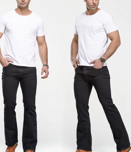 Men’S Slim Fit Bootcut Stretch Denim Pants Zipper Fly Midweight Washed Designer Classic Full Length Trousers4