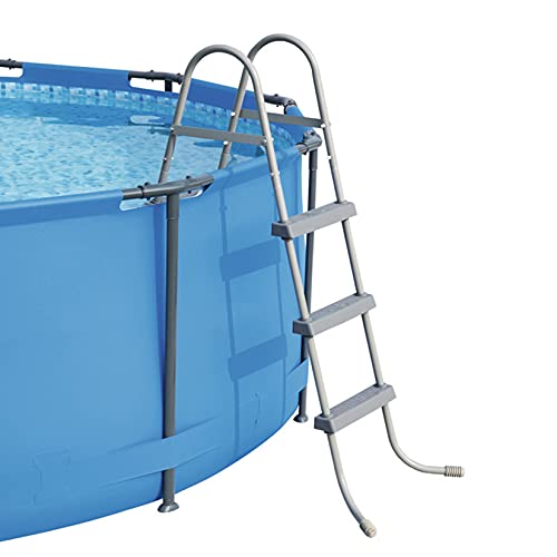 Escalera para piscina elevada 42 pulgadas acero y plástico miniatura 1