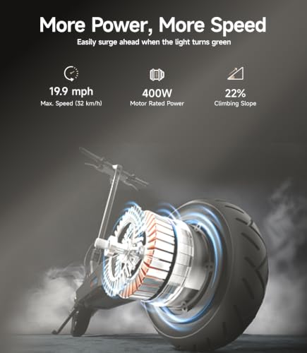 NAVEE GT3 MAX Electric Scooter, e-Scooter-for-Adults, 400W Rated Power Motor with Suspension, Long Range 47 40 Miles, Off Road 10 inch Tires, Foldable Heavy Duty for Commuter Teens Student - image 6