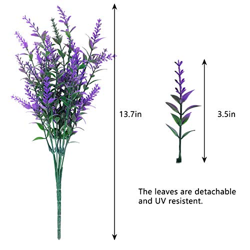 Cewor 10 Bundles Artificial Flowers Outdoors Fake Lavender Plants Indoor Uv Resistant Plastic Faux Bouquets For Outdoor Home Garden Porch Decoration (Purple) #TOP1