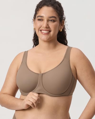 Image of DELIMIRA Women's Confishape Full Coverage Bras | Outside Underwire, No Padding Unlined, Full Coverage, Plus Size, Supportive, Tshirt Bra