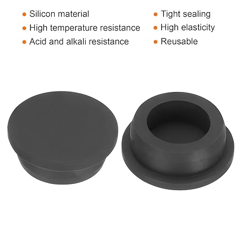 Image of UXCELL High Temp Silicone T-Shaped Rubber Stopper Plugs - Dia 31mm /1.22 inch, Black, Pack of 2 (OD 37mm)