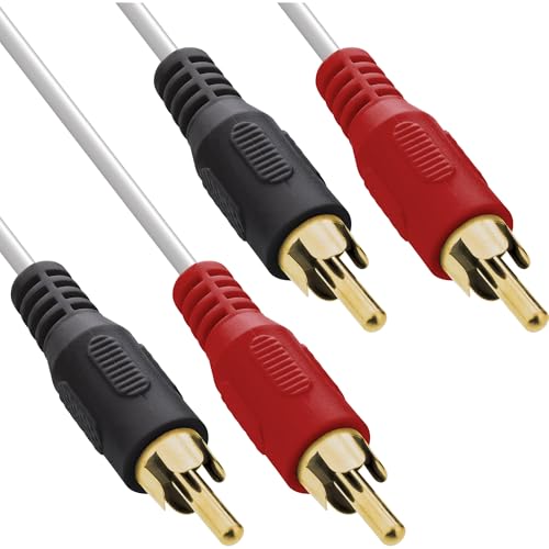 InLine RCA Cable 2x RCA Male to Male 10 Metres White Gold