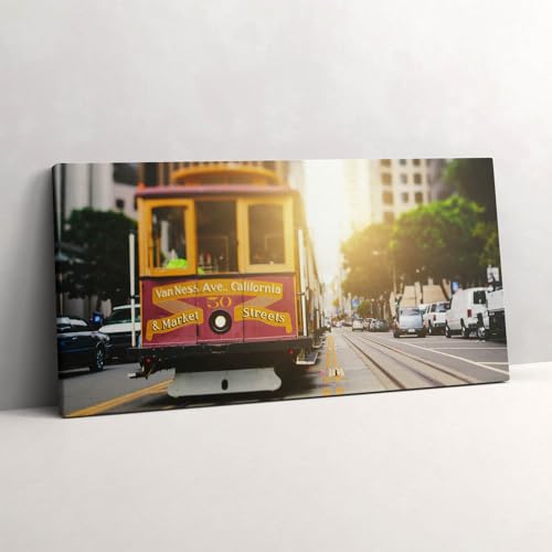 Tramway à San Francisco Tableau Toile Grand Format pour une Décoration Salon Style Évasion Urbaine