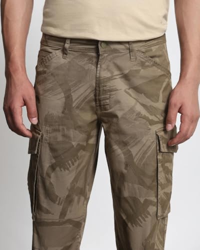 Image of MUFTI Khaki Slim Fit Cargo Trousers