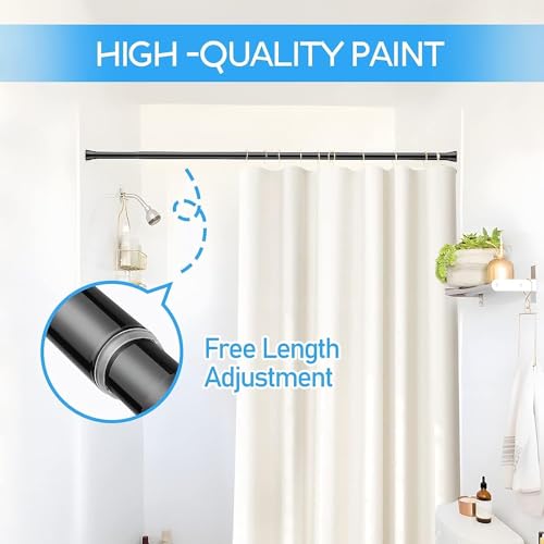 Image of Tension Curtain Rod Black 1PCS Tension Rods for Windows 30 to 64 Inch Spring Curtain Rod Adjustable Tension Rod Tension Curtain Rod of Bathroom Window Curtain Rod Closet rod Kitchen rod Wardrobe