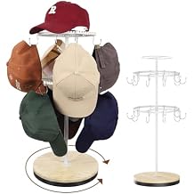 Keebofly Rotating Free Standing Hat Rack & Organizer Stand, 3-Tier Merchandise Display & Tabletop Baseball Cap Organizer Holds 40+ Caps, Portable for Vendor & Home Use in Bedroom, Closet, Entryway
