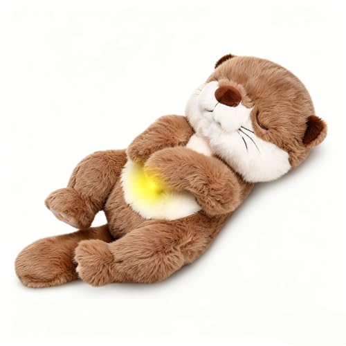 Soothing Sleepy Otter Baby Plush Toy, Sensory Toy for Kids, Realistic Breathing Sound, Warm Light & Soothing Music, Calming Stuffed Animal for Toddlers Ages 1-3, Ideal for Home use, Travel & Gifts.