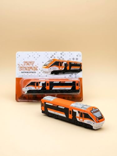 Image of Vande Bharat Express for Kids - Indian Rail Toy Model for Boys Girls Age 3+ - Nav Bharat Express Bullet Train with Pull Back Action - Big Size Train Toy (Saffron)