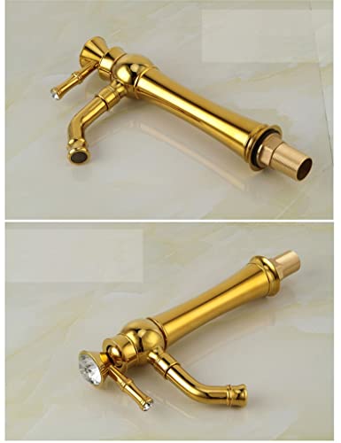 Blue And White Porcelain Vessel Sink With Gold Faucet And Drain Combo For Bathroom #TOP6