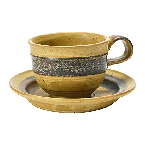 Creative Co-Op S/2 Stoneware Cup W Saucer Mug Set, 6.25", Brown & Black #TOP23