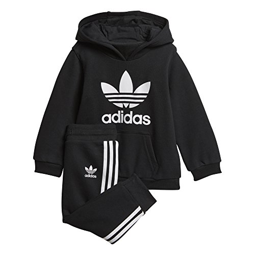 Preisvergleich Produktbild adidas Kinder Trefoil Hoodie Trainingsanzug, Kinder, Trainingsanzug, D96066, Schwarz (Schwarz / Weiß), FR: 3-4 ans (Taille Fabricant: 104)