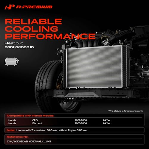 A-Premium Engine Coolant Radiator Assembly with Transmission Oil Cooler Compatible with Honda CR-V CRV 2002-2006 2.4L, Element 2003-2006 2.4L, Replace# 19010PZDA51 by A-Premium - Used condition - Image 2