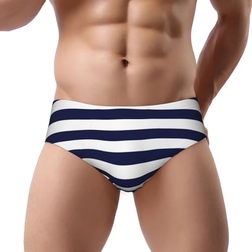 Navy Dark Blue Men's Underwear Briefs No Fly Covered Waistband Underpants