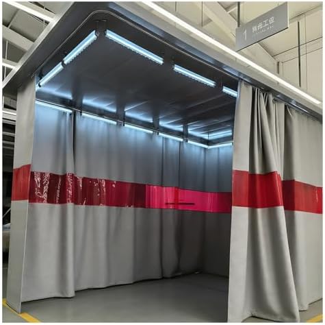 Fireproof Welding Blanket Roll Width Waterproof Silicone Coating Flame Retardant Wear Resistant Tarpaulin for Equipment,Industrial Welding Door Curtains with Red Viewing Windows, Garage Divi