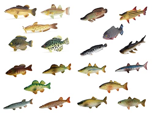 Toy Fish Factory 4 Fish Replica Sets | River Monster | American Angler | Gulf Coast | Northern Angler | Toy Fish Sets | Fish Toys for Boys | Monster Fish