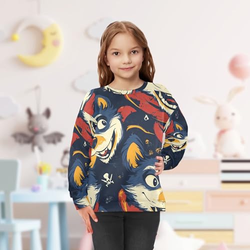 JUNZAN Cartoon Foxy Wolf Big Boys Pullover Hoodie Crewneck Sweatshirt With Hoodie Athletic 4T 5