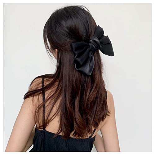 Dervivea Pinces À Cheveux Avec Noeud En Satin Noir Grand Noeud Barrette Pinces À Cheveux Rubans Vintage Barrette Pince À Cheveux Grand Noeud Accessoire De Coiffure Décoratif Pour Femmes Et Jeunes Cover