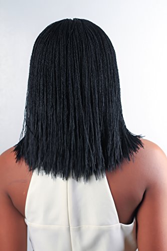 Wow Braids Twisted Wigs, Blunt Bob - Micro Twist Wig - Black - 12 Inches. Synthetic Hand Braided Wigs For Black Women. #TOP1