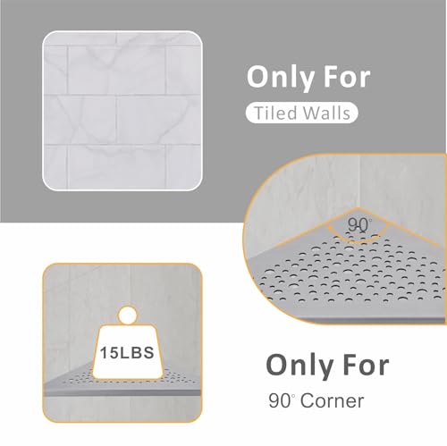 WELLUP Brushed Nickel 10’’ Corner Shower Shelf Bathroom Shower Shelves, 2 Pack Triangular 304 Stainless Steel Shower Corner Shelf for Tiled Walls, No Drilling by WELLUP - Image 4