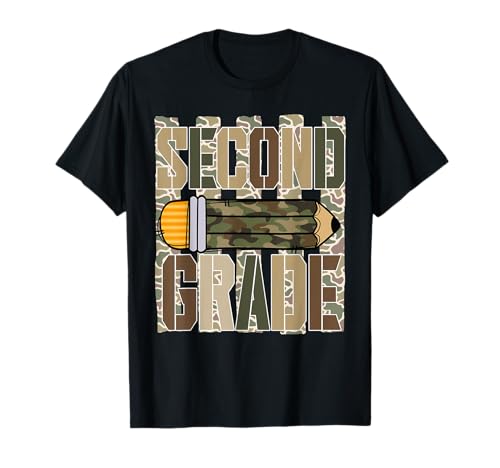 Second Grade Camo Camouflage Teacher Boys Back to School Kid T-Shirt