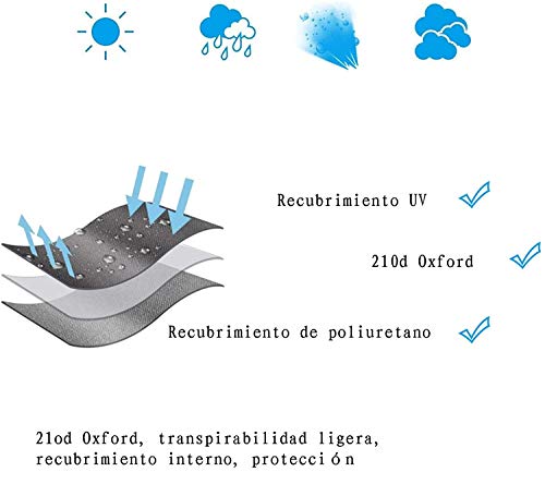 Voarge Parasol beschermhoes, 190 x 30 x 50 cm, PVC-coating met ritssluiting, outdoor afdekking voor parasol, paraplu… - Afbeelding 5