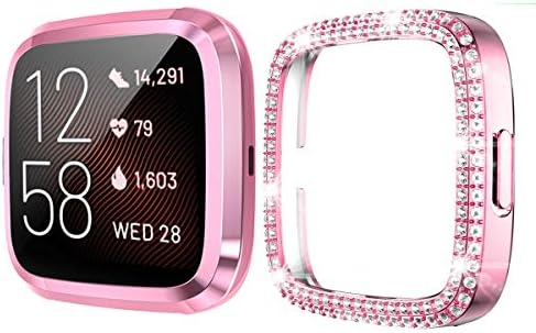 iHYQ Case for Fitbit Versa,Soft TPU Plated Screen Protector Cover Scratch-Proof All-Around Protective Bumper Shell for Fitbit Versa Smartwatch Accessories, Pink Gold