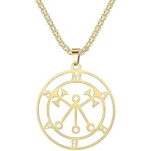 VASSAGO Marbas Necklace Satan Statement Necklace Demon Seal Barbas Necklace Stainless Steel Marbas Devil Symbol Solomon Key Jewellery