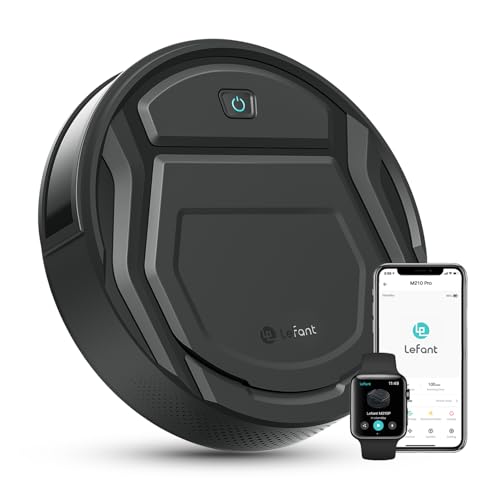 LEAFNT M210P Saugroboter, 2200 Pa Saugkraft,Ultraflaches Gehäuse,staubsauger Roboter,120 Minuten Akkulaufzeit, Verwicklungsfreies Design, Unterstützt WLAN-/App-/Alexa-Steuerung, Schwarz M210