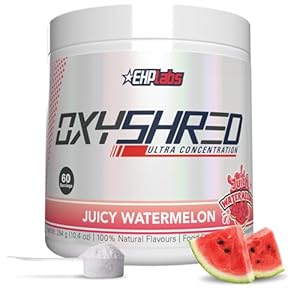 EHPlabs OxyShred Thermogenic Pre Workout Powder & Shredding Supplement – Clinically Proven Pre Workout Powder with L Glutamine & Acetyl L Carnitine, Energy Boost Drink – Juicy Watermelon, 60 Servings