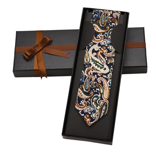 Corbata de algodón estampada para hombre con caja