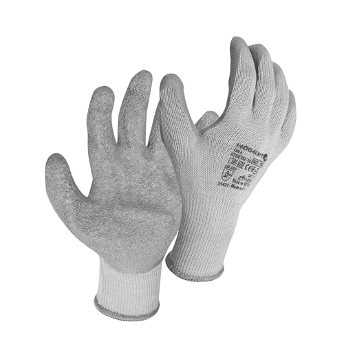 Högert Technik DILL Gants de protection enduits de latex, gris/bleu, taille 9, résistants aux déchirures et aux perforations, parfaits pour les travaux précis dans l'environnement de travail