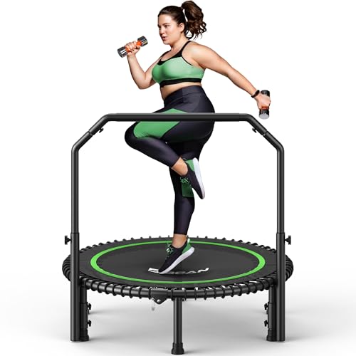 BCAN 40"/48" Mini Rebounder Trampoline for Adults with Bar, 450/550LBS Fitness Trampoline with Bungees, Adjustable Handle, Stable & Quiet, Indoor Outdoor, Whole-Body Workout & Relaxation at 