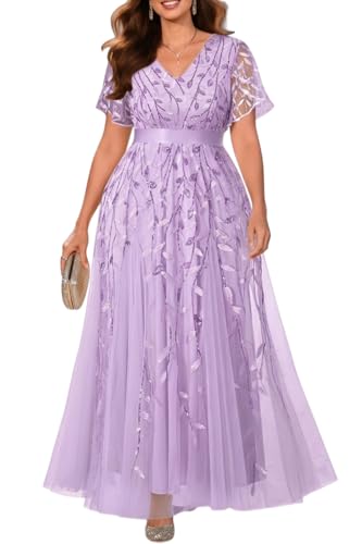 Lavender Dress Plus Size Lilac Light Purple Bridesmaid Sequin Formal Wedding Guest Mother of Bride Prom Gala Long Dress