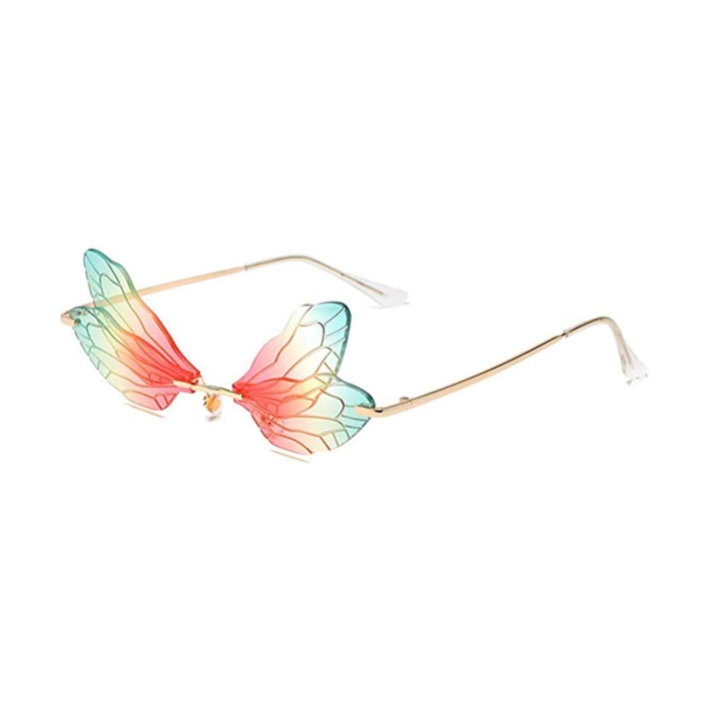 Dragonfly shaped Rimless Sunglasses for Women Vintage Metal Frameless Butterfly Glasses for party Streetwear eyewear