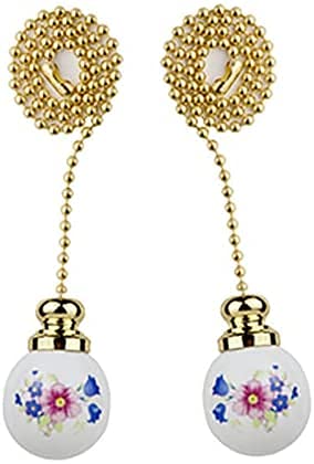 Image of Ceiling Fan Pull Chain, 12 Inches Handle Ceramic Zipper Extension Chandelier Ceiling Fan Zipper 2pcs
