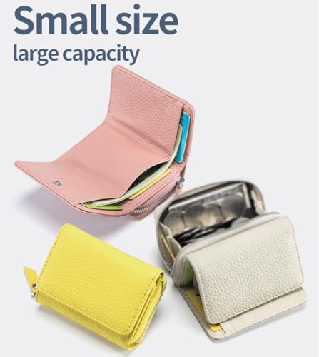 Unisex Pebble Leather Wallet, Women Wallet, Soft Compact RFID Blocking Card Holder with Zipper Coin Pocket, Credit Card Holder for Women, Small Purse for Men and Women (Gray)2